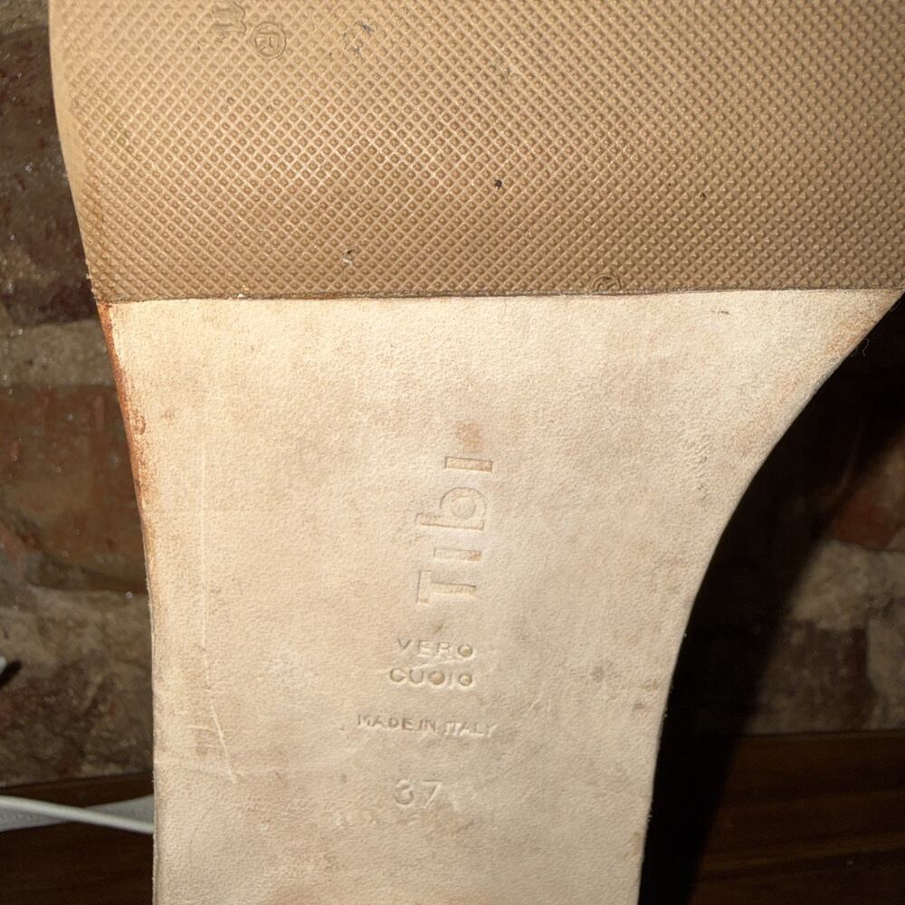 Revolve Tibi Miles Ivory Leather Ankle Wrap Strap Sandals 37= Sz 7 US EUC Vibram - Picture 7 of 8